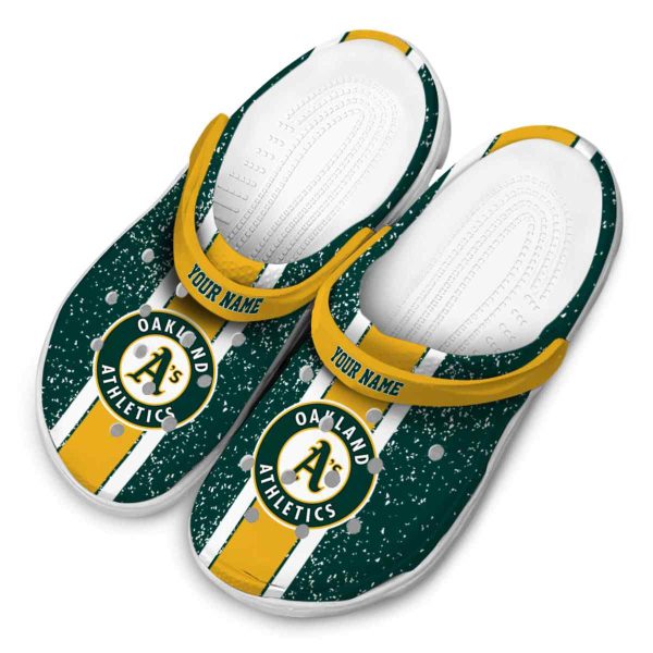 Personalized Oakland Athletics Vertical Stripes Crocs Trendy