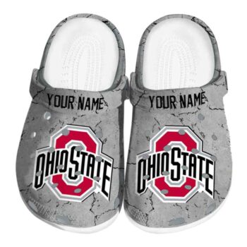 Personalized Ohio State Buckeyes Cracked Texture Crocs Best selling