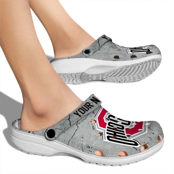 Personalized Ohio State Buckeyes Cracked Texture Crocs High quality