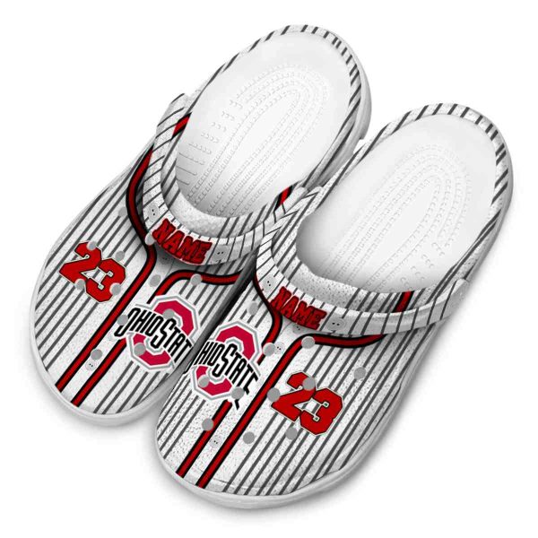 Personalized Ohio State Buckeyes Pinstripe Pattern Crocs Trendy