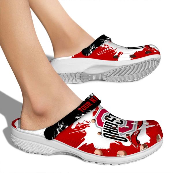 Personalized Ohio State Buckeyes Splatter Pattern Crocs High quality