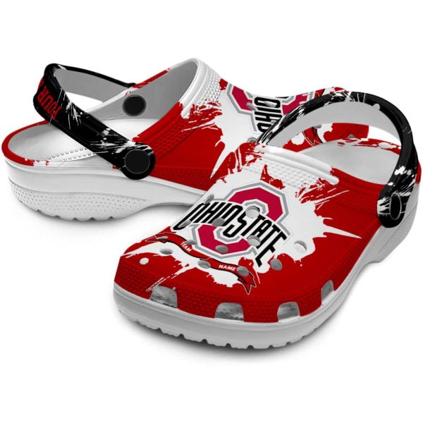 Personalized Ohio State Buckeyes Splatter Pattern Crocs Latest Model
