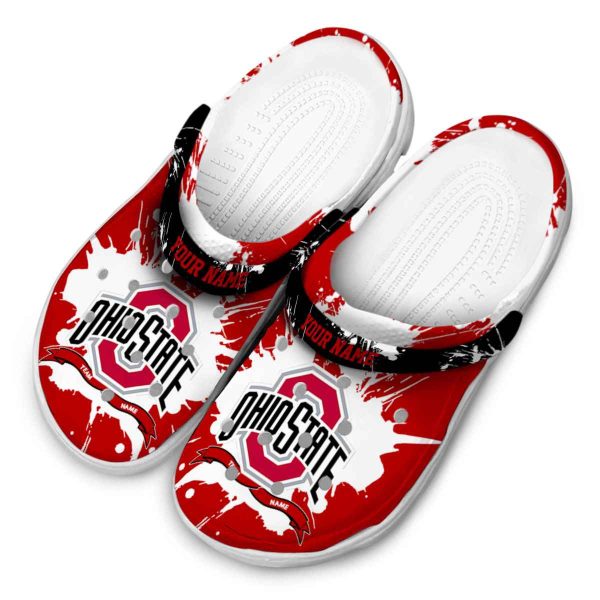 Personalized Ohio State Buckeyes Splatter Pattern Crocs Trendy