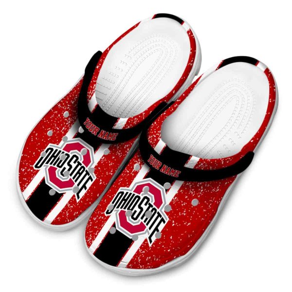 Personalized Ohio State Buckeyes Vertical Stripes Crocs Trendy