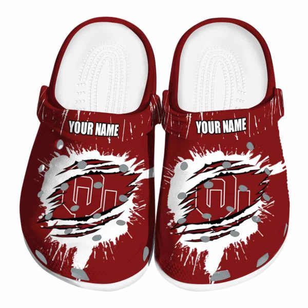 Personalized Oklahoma Sooners Splash Motif Background Crocs Best selling