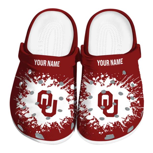 Personalized Oklahoma Sooners Splatter Background Crocs Best selling