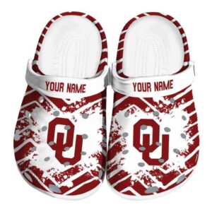 Personalized Oklahoma Sooners Zigzag Paint Burst Crocs Best selling