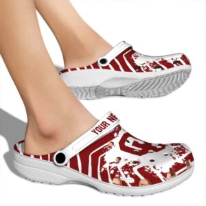 Personalized Oklahoma Sooners Zigzag Paint Burst Crocs High quality