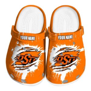 Personalized Oklahoma State Cowboys Splash Motif Background Crocs Best selling