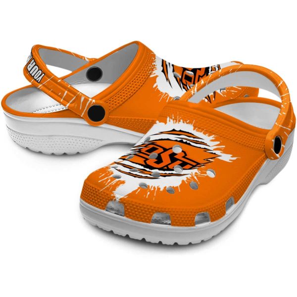 Personalized Oklahoma State Cowboys Splash Motif Background Crocs Latest Model