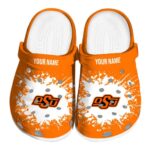 Personalized Oklahoma State Cowboys Splatter Background Crocs Best selling