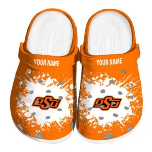 Personalized Oklahoma State Cowboys Splatter Background Crocs Best selling