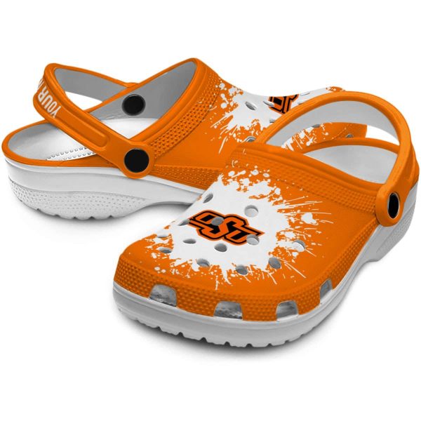 Personalized Oklahoma State Cowboys Splatter Background Crocs Latest Model