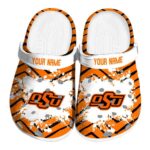 Personalized Oklahoma State Cowboys Zigzag Paint Burst Crocs Best selling