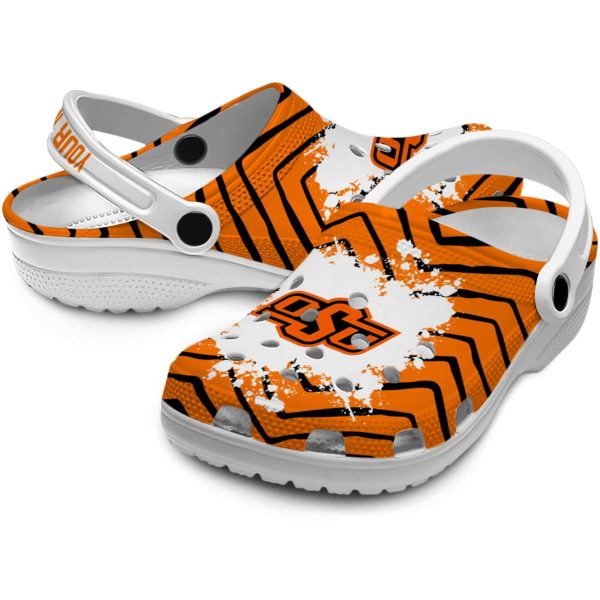 Personalized Oklahoma State Cowboys Zigzag Paint Burst Crocs Latest Model