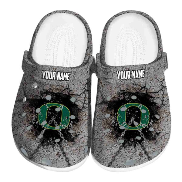 Personalized Oregon Ducks Cracked Ground Texture Crocs Best selling