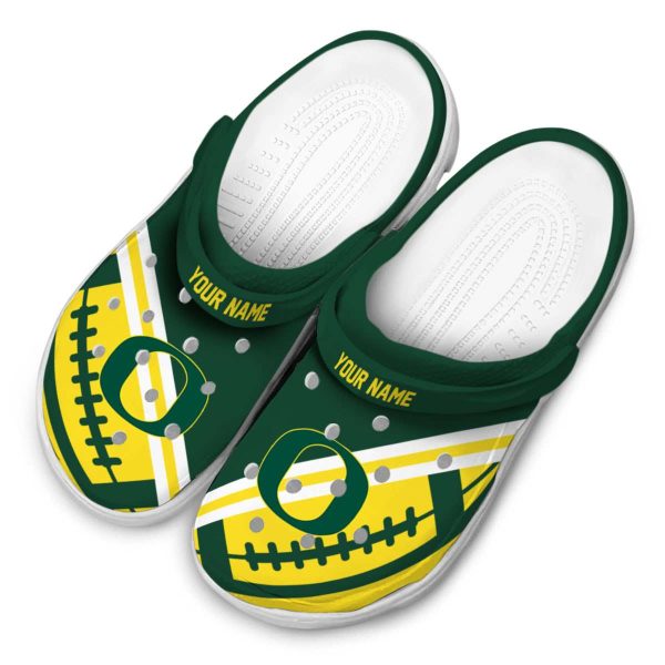 Personalized Oregon Ducks Football Motif Crocs Trendy