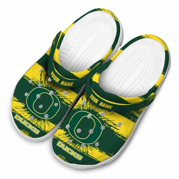 Personalized Oregon Ducks Paint Splatter Graphics Crocs Trendy