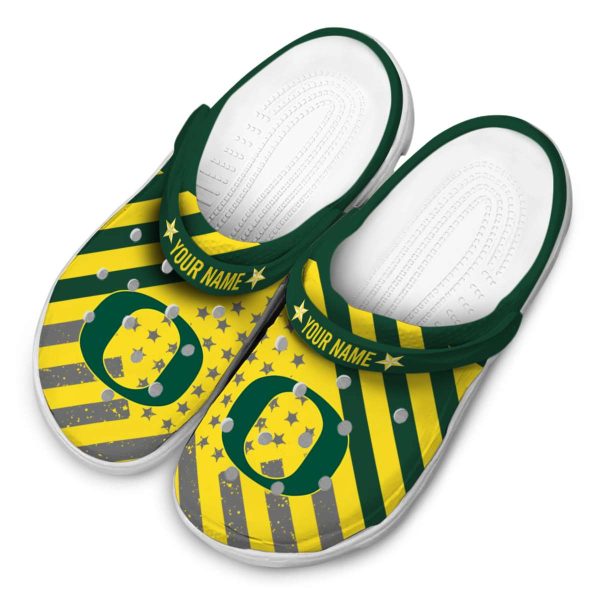 Personalized Oregon Ducks Star Spangled Graphic Crocs Trendy
