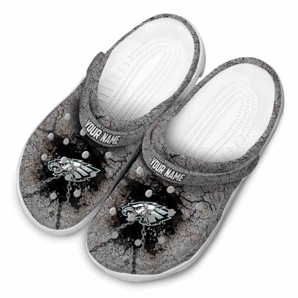 Personalized Philadelphia Eagles Cracked Ground Texture Crocs Trendy