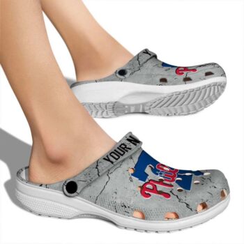Personalized Philadelphia Phillies Cracked Texture Crocs High quality