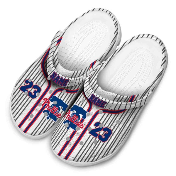 Personalized Philadelphia Phillies Pinstripe Pattern Crocs Trendy