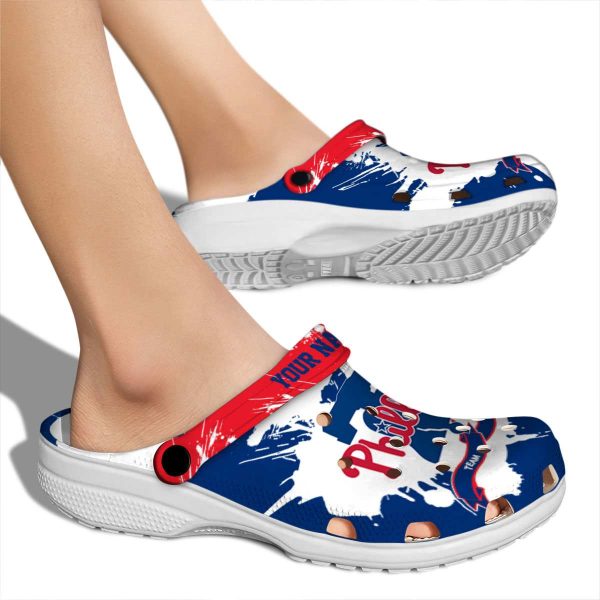 Personalized Philadelphia Phillies Splatter Pattern Crocs High quality