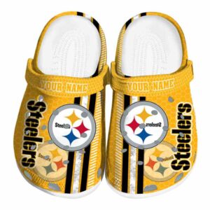 Personalized Pittsburgh Steelers Contrasting Stripes Crocs Best selling