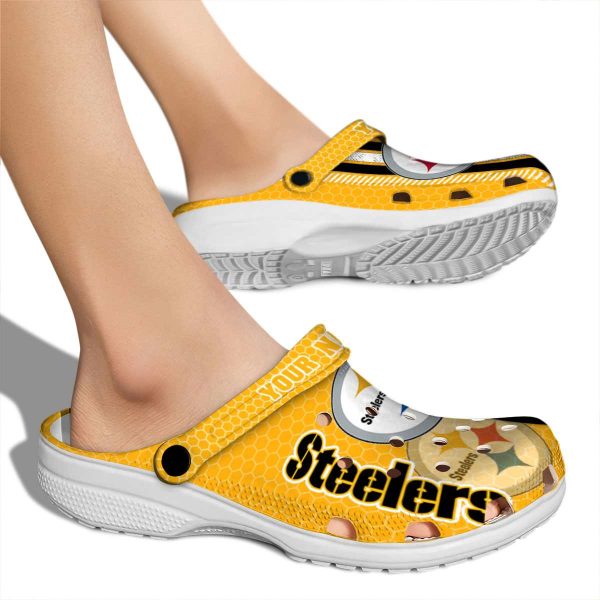 Personalized Pittsburgh Steelers Contrasting Stripes Crocs High quality