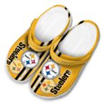Personalized Pittsburgh Steelers Contrasting Stripes Crocs Best selling