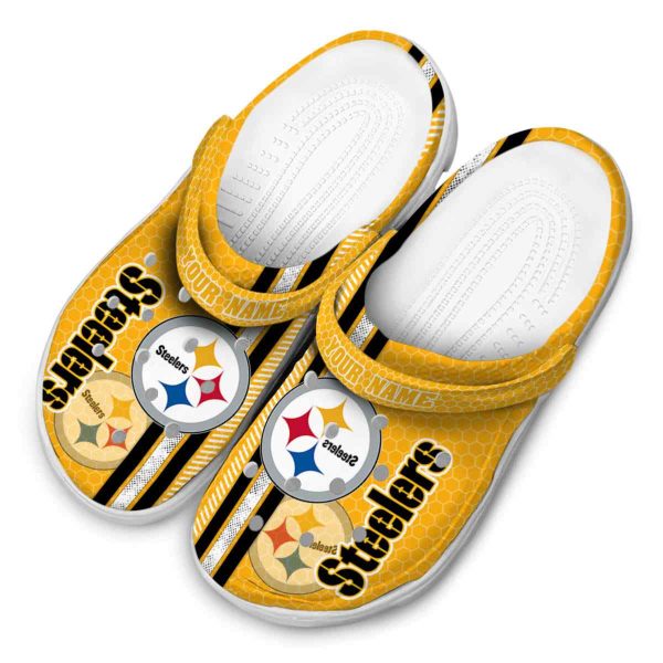 Personalized Pittsburgh Steelers Contrasting Stripes Crocs Trendy
