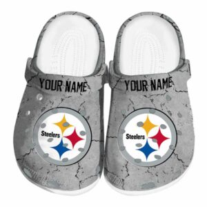 Personalized Pittsburgh Steelers Cracked Texture Crocs Best selling