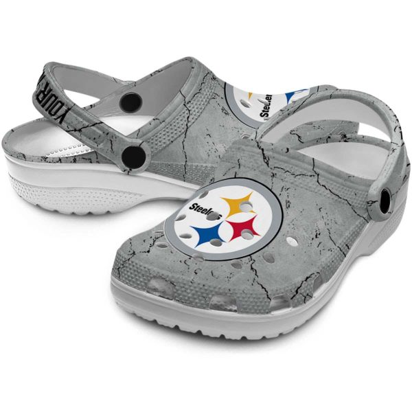 Personalized Pittsburgh Steelers Cracked Texture Crocs Latest Model