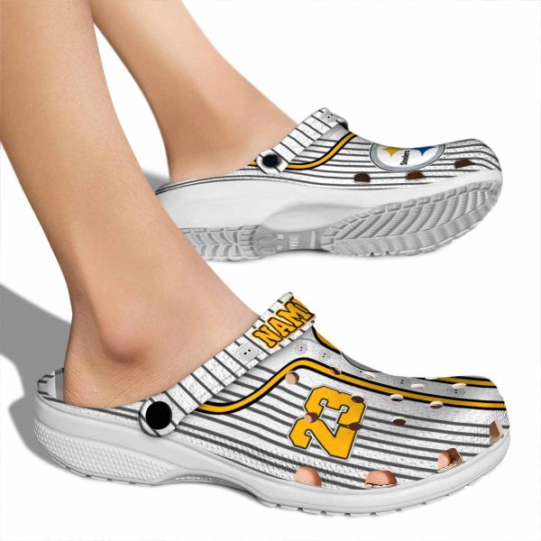 Personalized Pittsburgh Steelers Pinstripe Pattern Crocs High quality