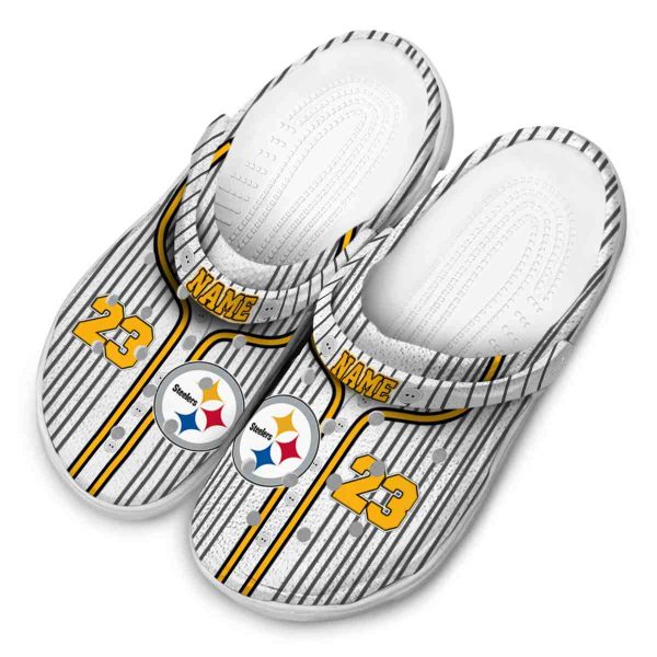 Personalized Pittsburgh Steelers Pinstripe Pattern Crocs Trendy