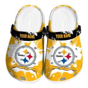 Personalized Pittsburgh Steelers Splatter Pattern Crocs Best selling