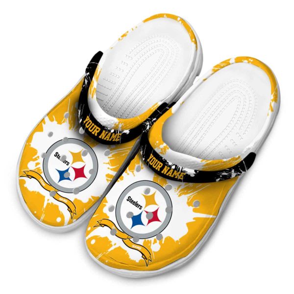 Personalized Pittsburgh Steelers Splatter Pattern Crocs Trendy