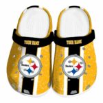 Personalized Pittsburgh Steelers Vertical Stripes Crocs Best selling