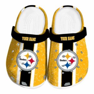 Personalized Pittsburgh Steelers Vertical Stripes Crocs Best selling