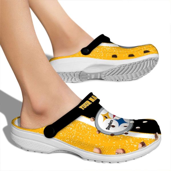 Personalized Pittsburgh Steelers Vertical Stripes Crocs High quality