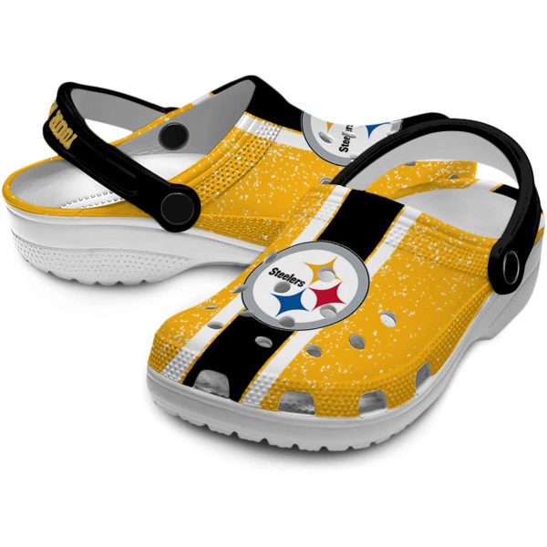 Personalized Pittsburgh Steelers Vertical Stripes Crocs Latest Model