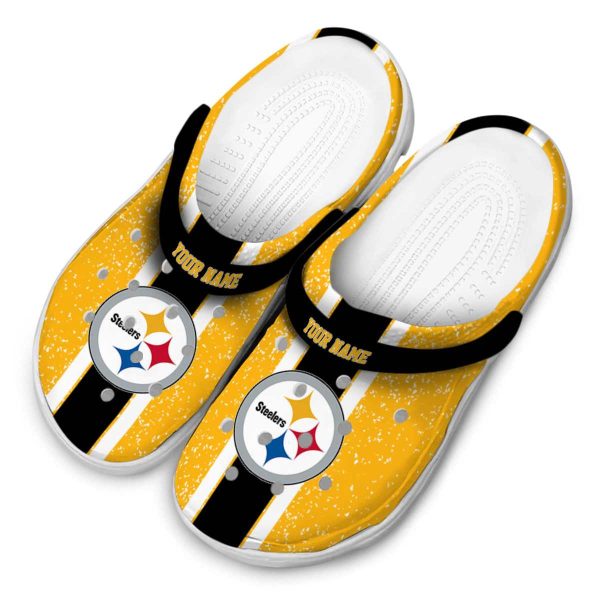 Personalized Pittsburgh Steelers Vertical Stripes Crocs Trendy