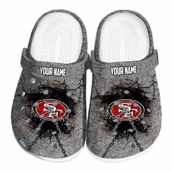 Personalized San Francisco 49ers Cracked Ground Texture Crocs Best selling