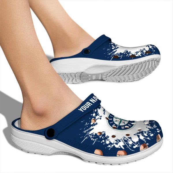 Personalized Seattle Mariners Splatter Background Crocs High quality