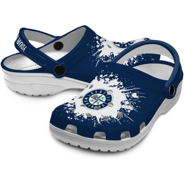Personalized Seattle Mariners Splatter Background Crocs Latest Model