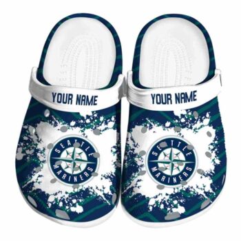 Personalized Seattle Mariners Zigzag Paint Burst Crocs Best selling