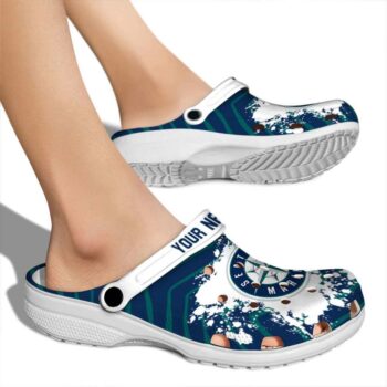 Personalized Seattle Mariners Zigzag Paint Burst Crocs High quality