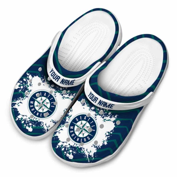 Personalized Seattle Mariners Zigzag Paint Burst Crocs Trendy