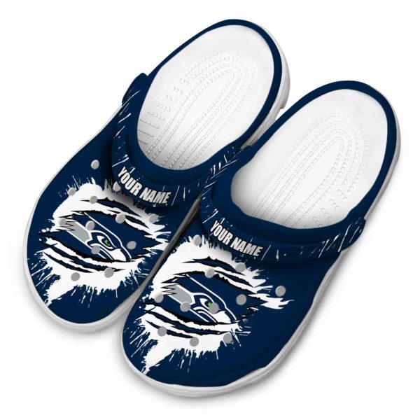 Personalized Seattle Seahawks Splash Motif Background Crocs Trendy
