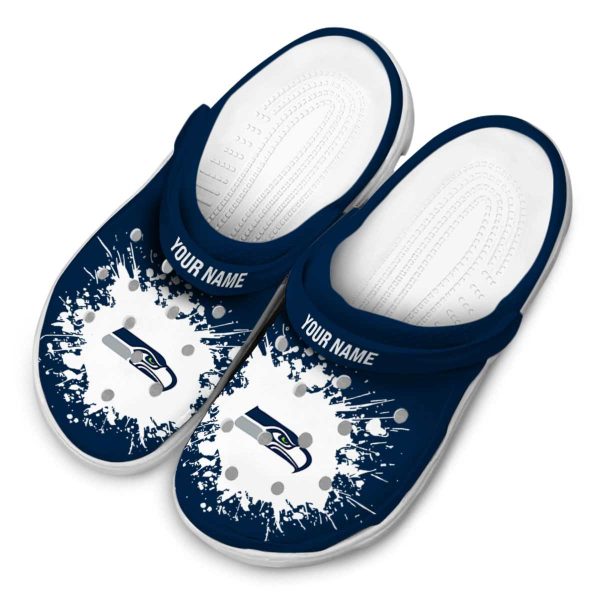 Personalized Seattle Seahawks Splatter Background Crocs Trendy